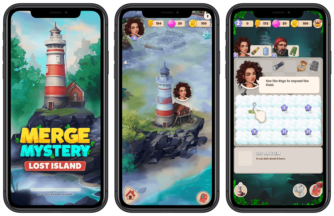 Mobile phones showing game interface